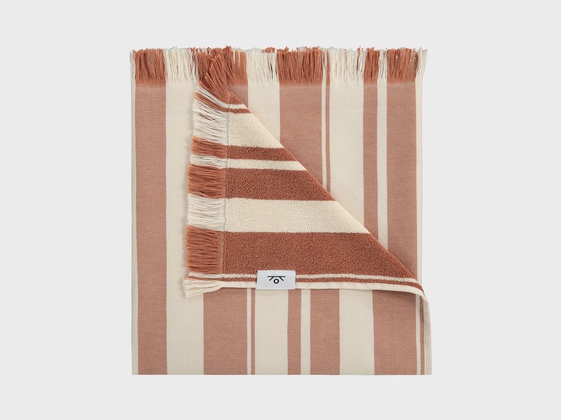 Hamamhandduk terracotta stripe 100x180 - 1 st.