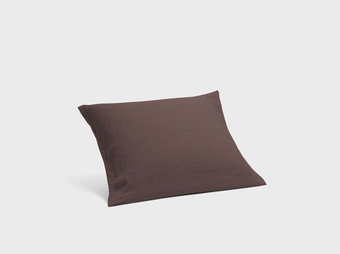 Taie d'oreiller chanvre/coton marron grillé