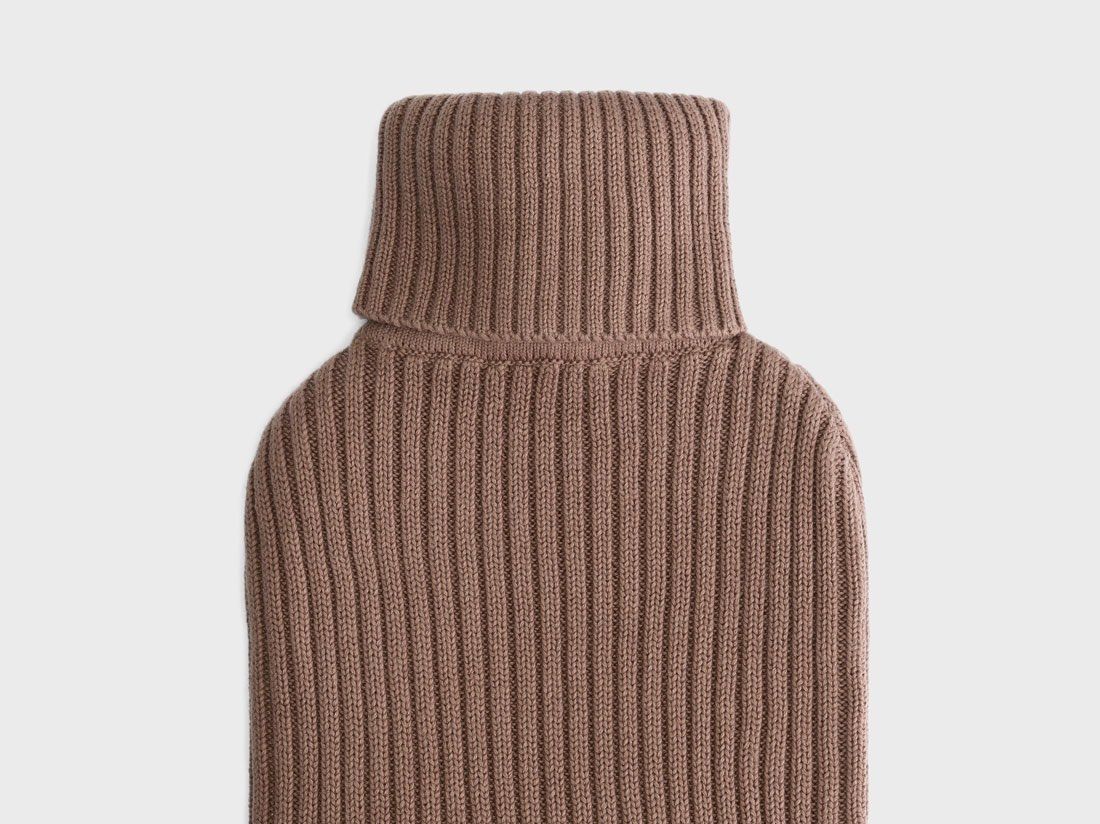 Housse de bouillotte en coton marron cacao 36x20