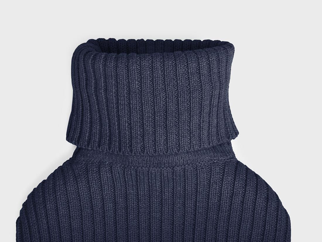 Housse de bouillotte coton mélange bleu marine 36x20