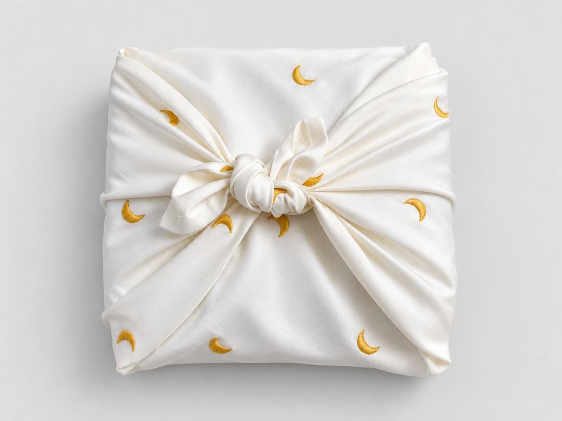 Emballage cadeau réutilisable en satin de coton lune