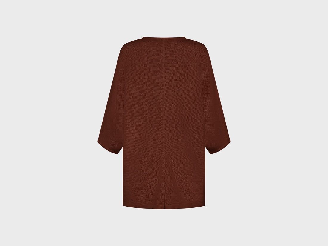 Veste de kimono en maille de coton marron cannelle