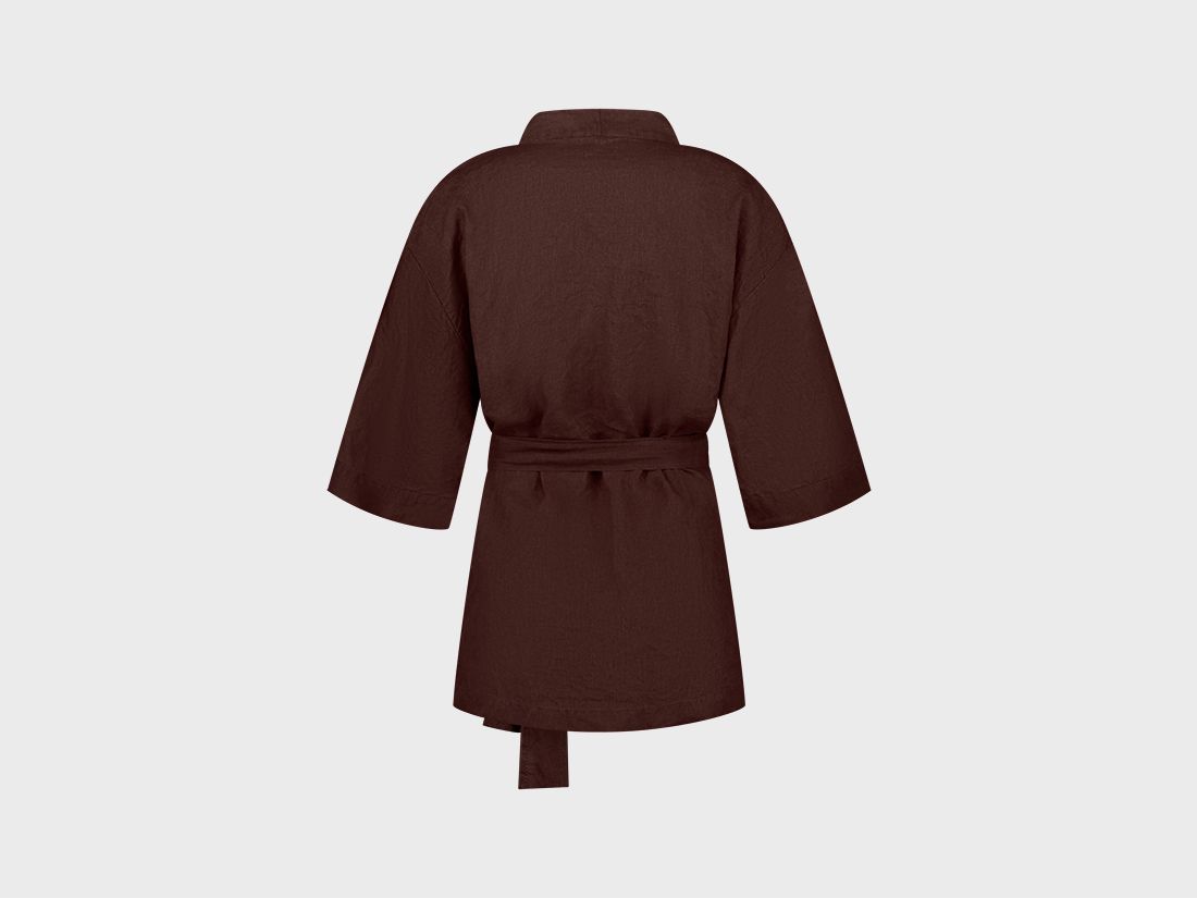 Veste kimono lin lavé bois de rose