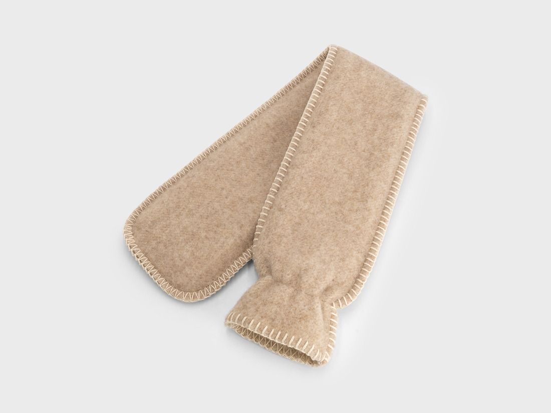 Housse de bouillotte XL en laine mérinos camel melange 78x12