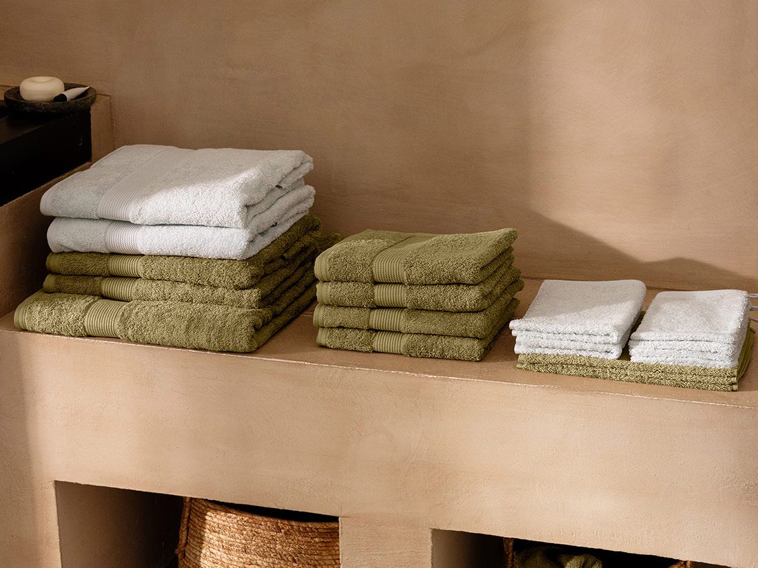 Handdoeken terry olive green 50x100