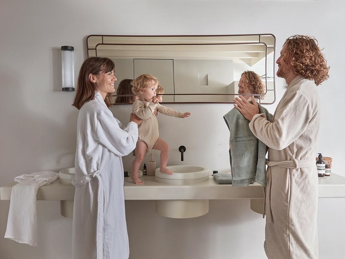 Peignoir nid d'abeille blanc sable