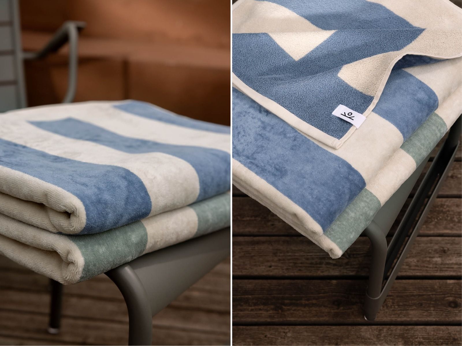 Strandtuch Velours Faded Blue Stripe 100x180 - 1 Stk