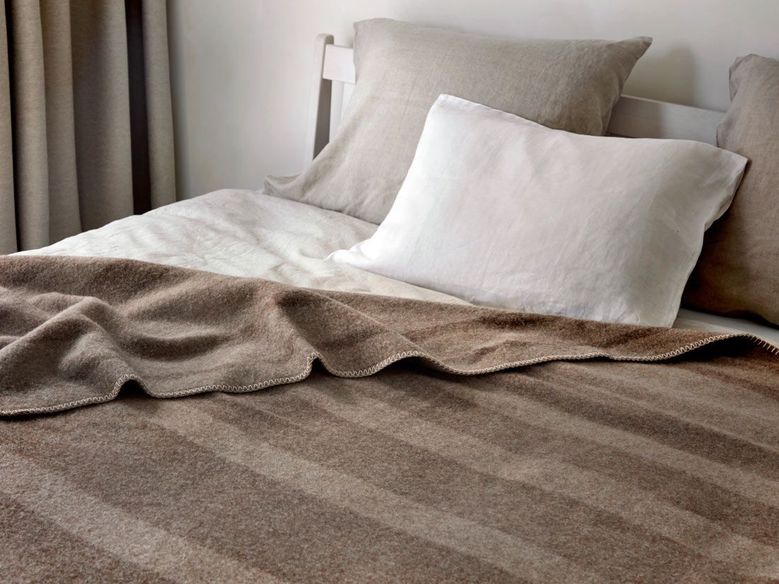Filt i merinoull stripe brown/chestnut 150x220