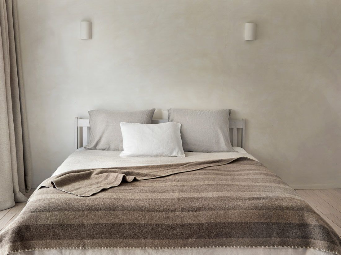 Merinowollen deken stripe brown/chestnut 150x220