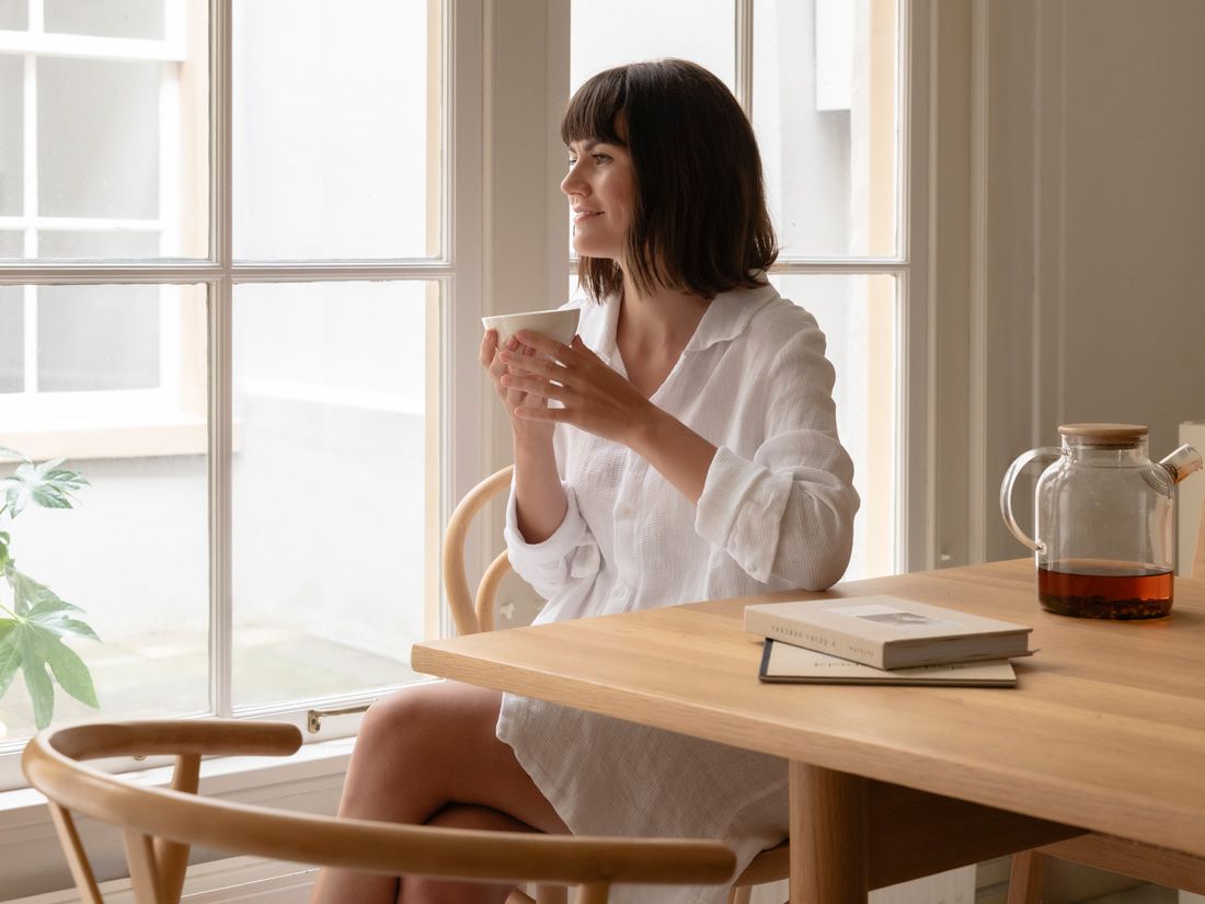 Blusenkleid Gewaschenes Leinen Waffel Pure White