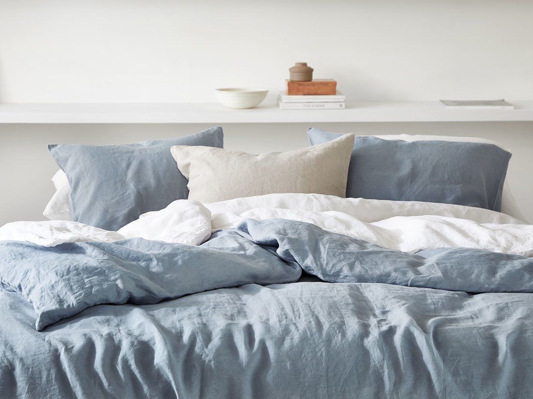Leinen-Bettwäsche Dusk Blue