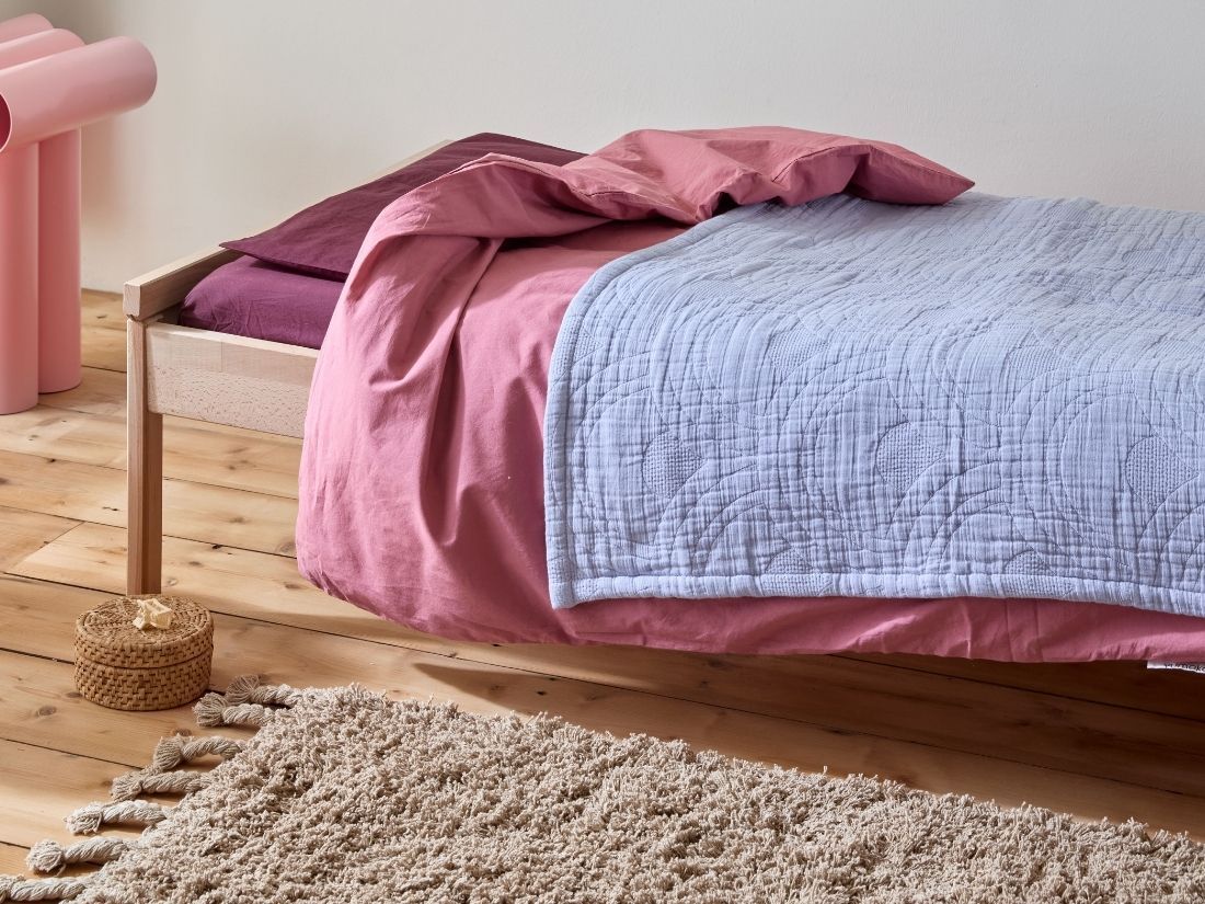 Sprei mousseline katoen arch lavender blue