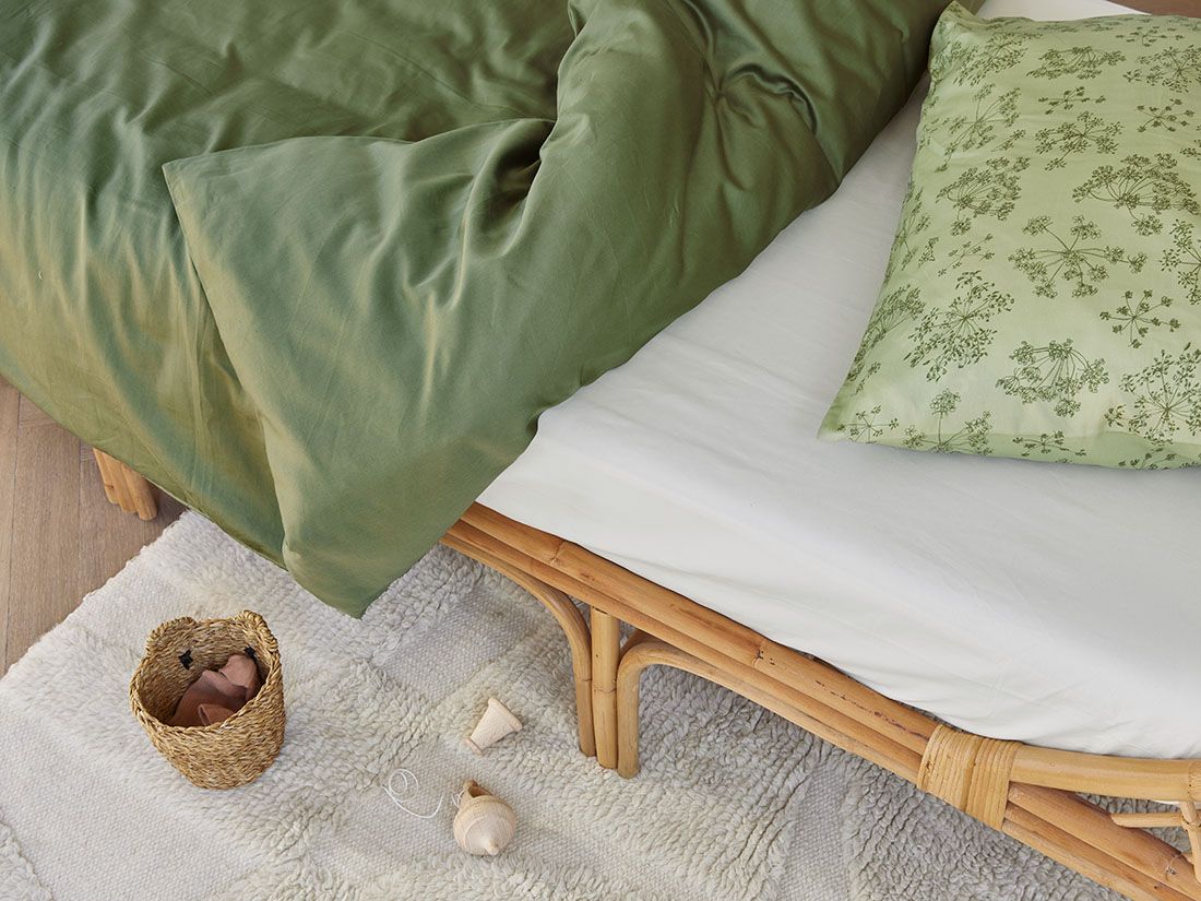 Påslakan för barn bomullssatin mid olive