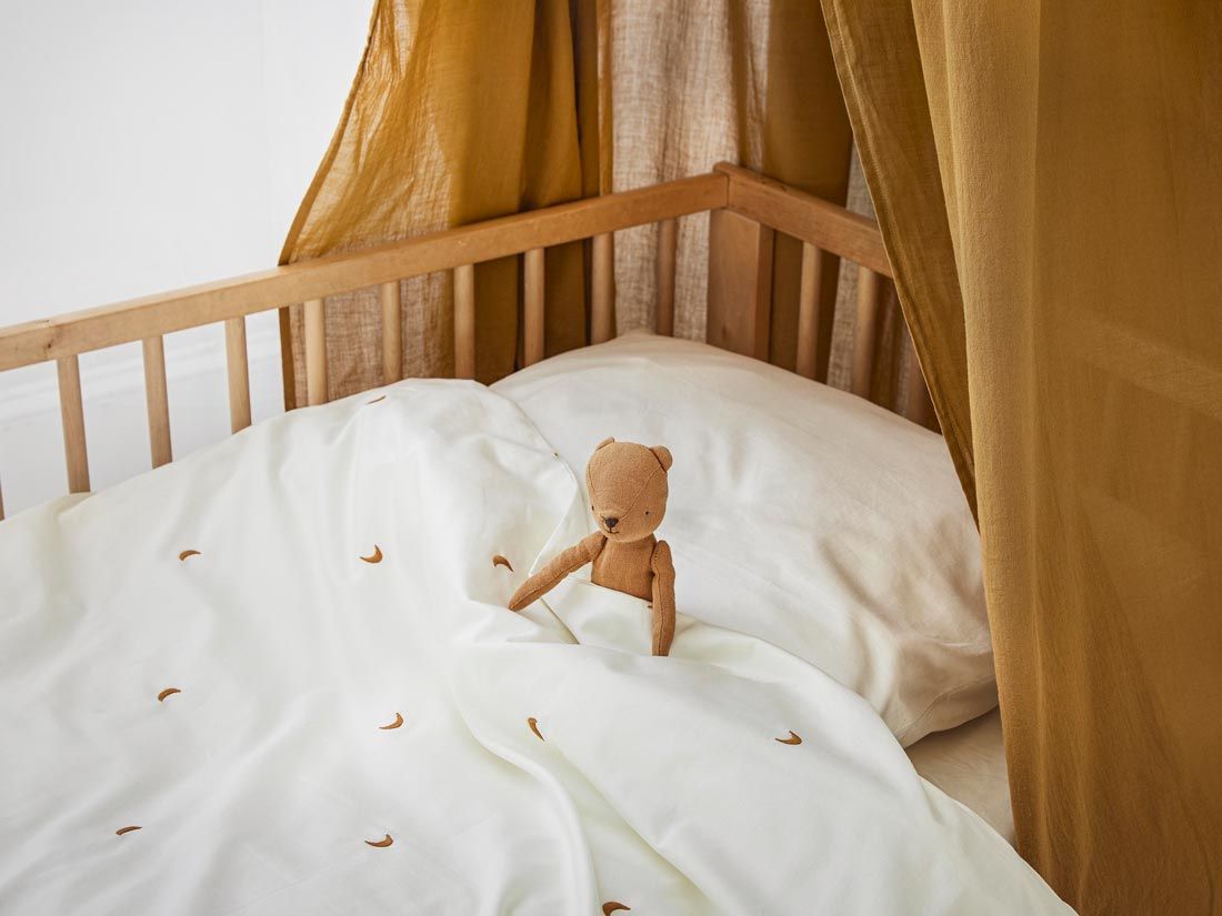 Kissenbezug Baumwollsatin Warm White/Ochre Moon