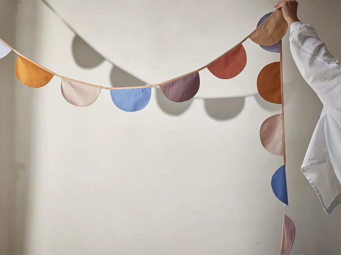 Guirlande de fanions en coton demi-lune multicolore 3,6m