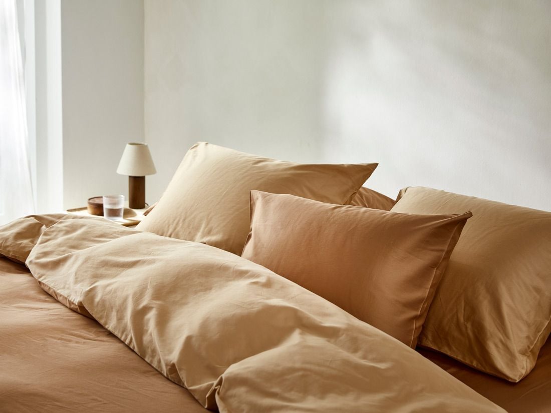 Satin-Bettwäsche Double Face Caramel