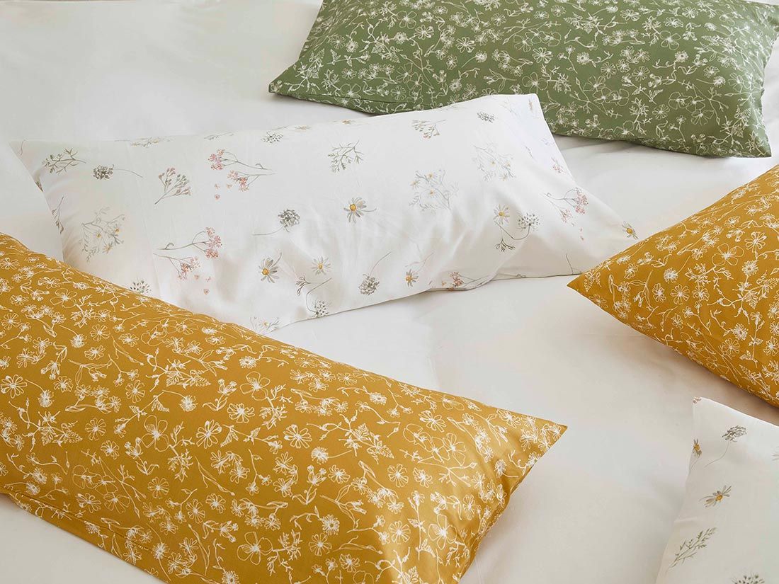 Taie d'oreiller satin de coton fleurs