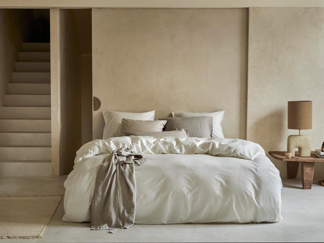 Housse de couette satin de coton blanc chaud