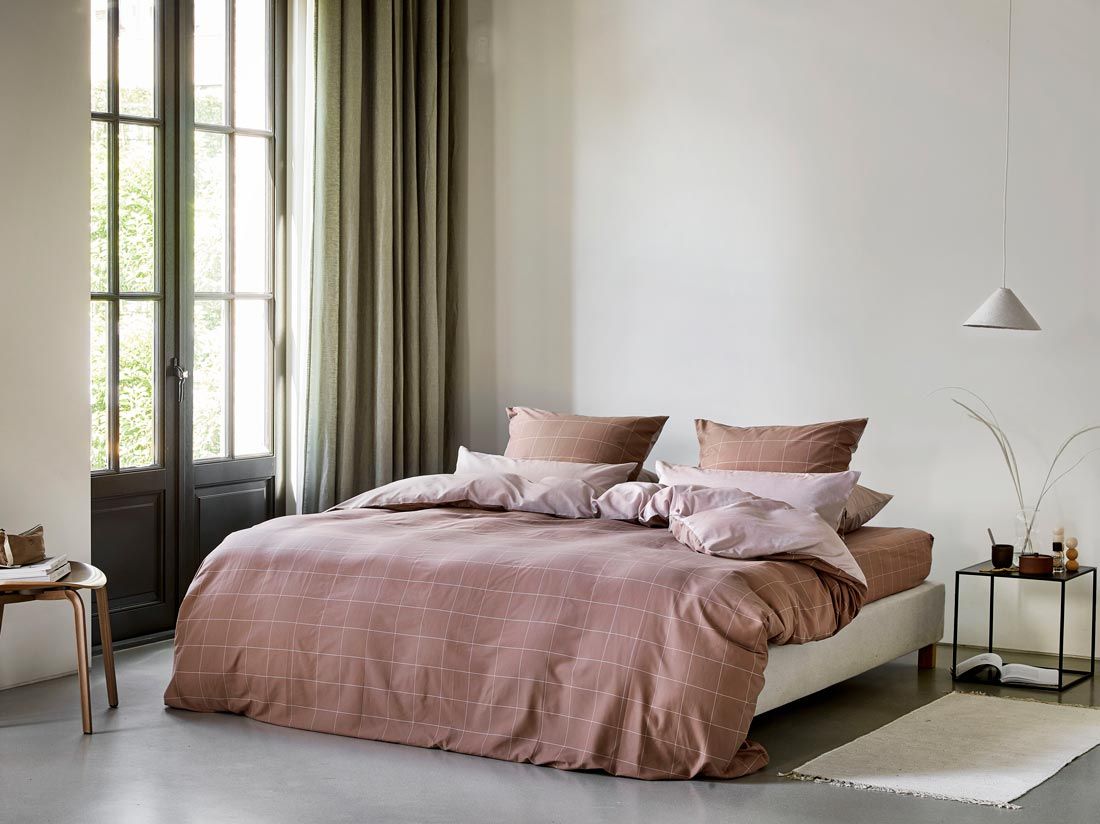 TENCEL™-Bettwäsche Doubleface Rose Check/Chambray