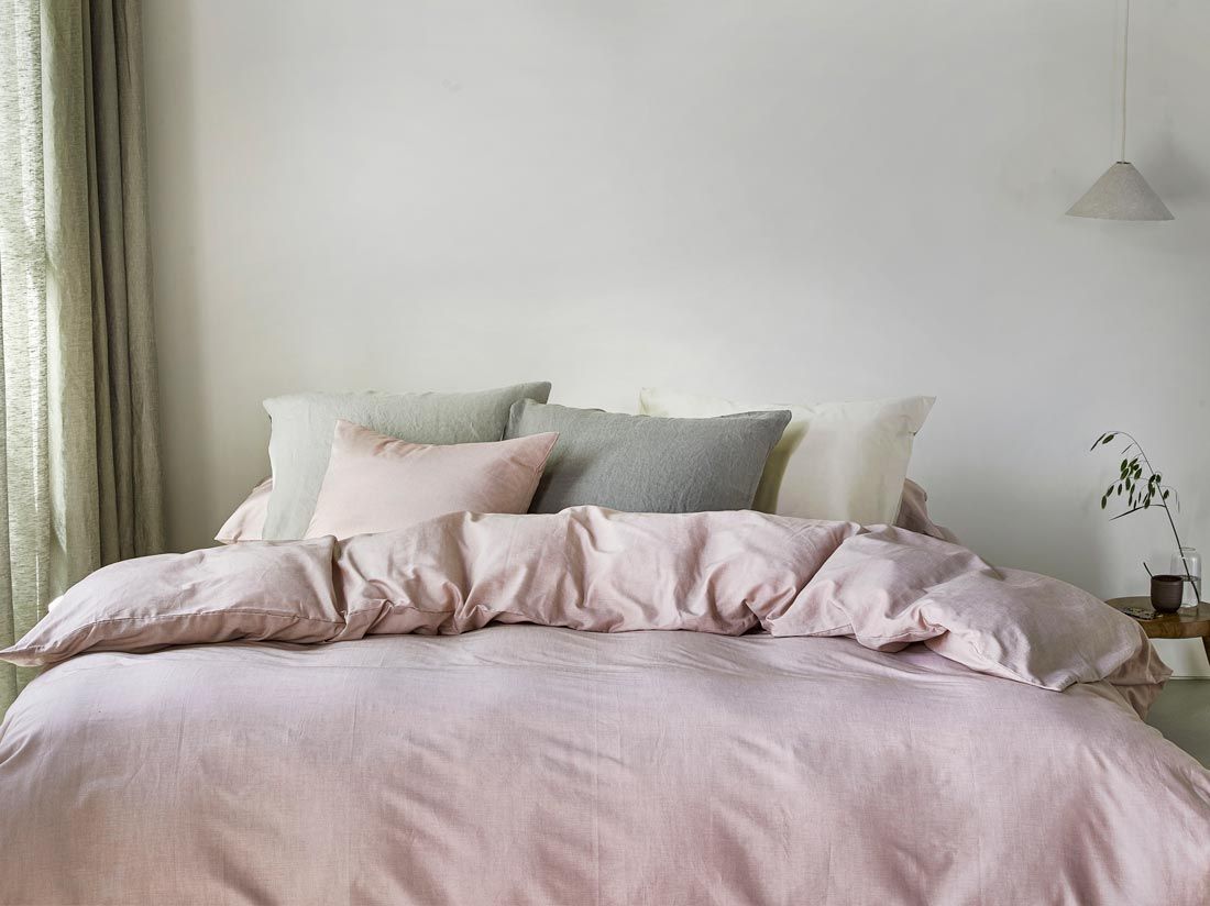 Parure de lit coton TENCEL™ rose chambray