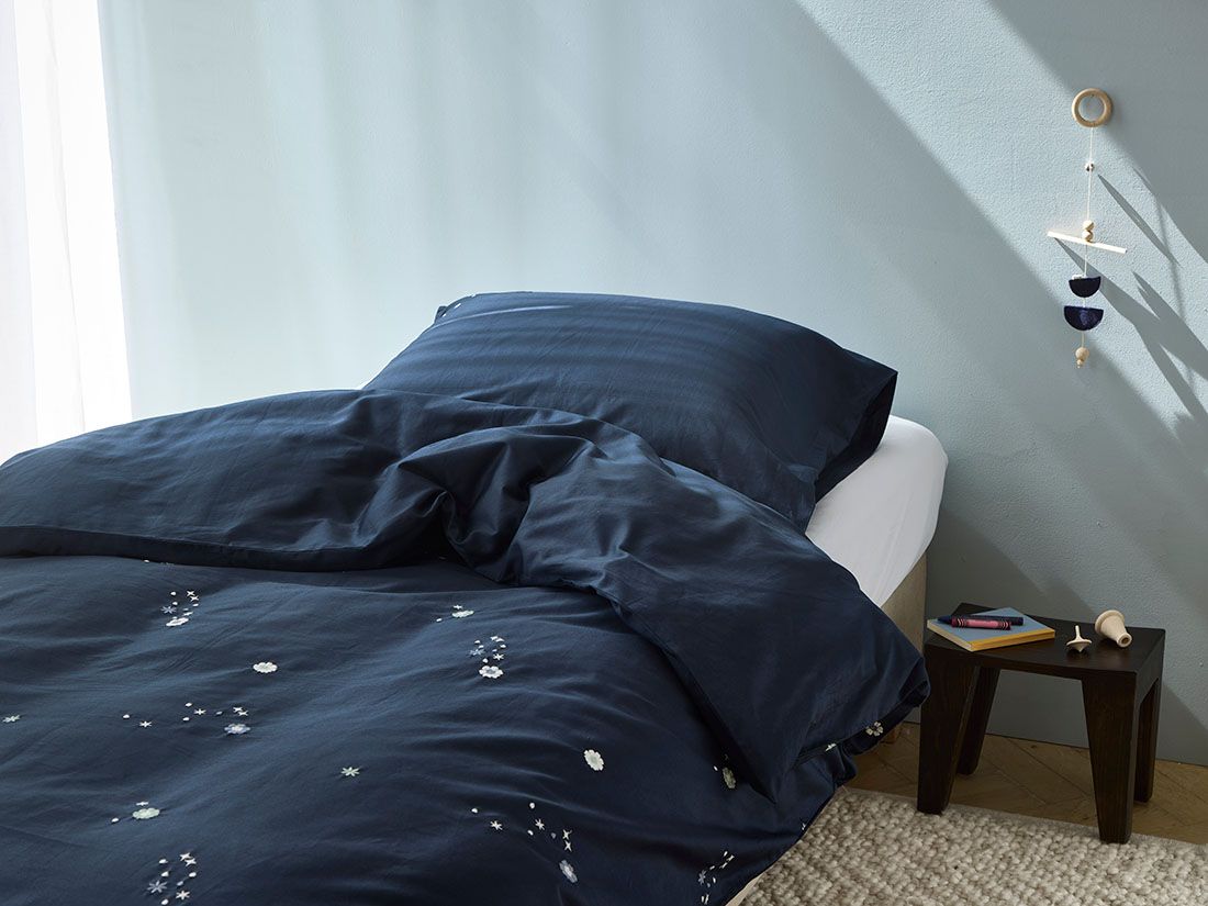 Kinderbettwäsche Baumwollsatin Blueberry Starry Flower
