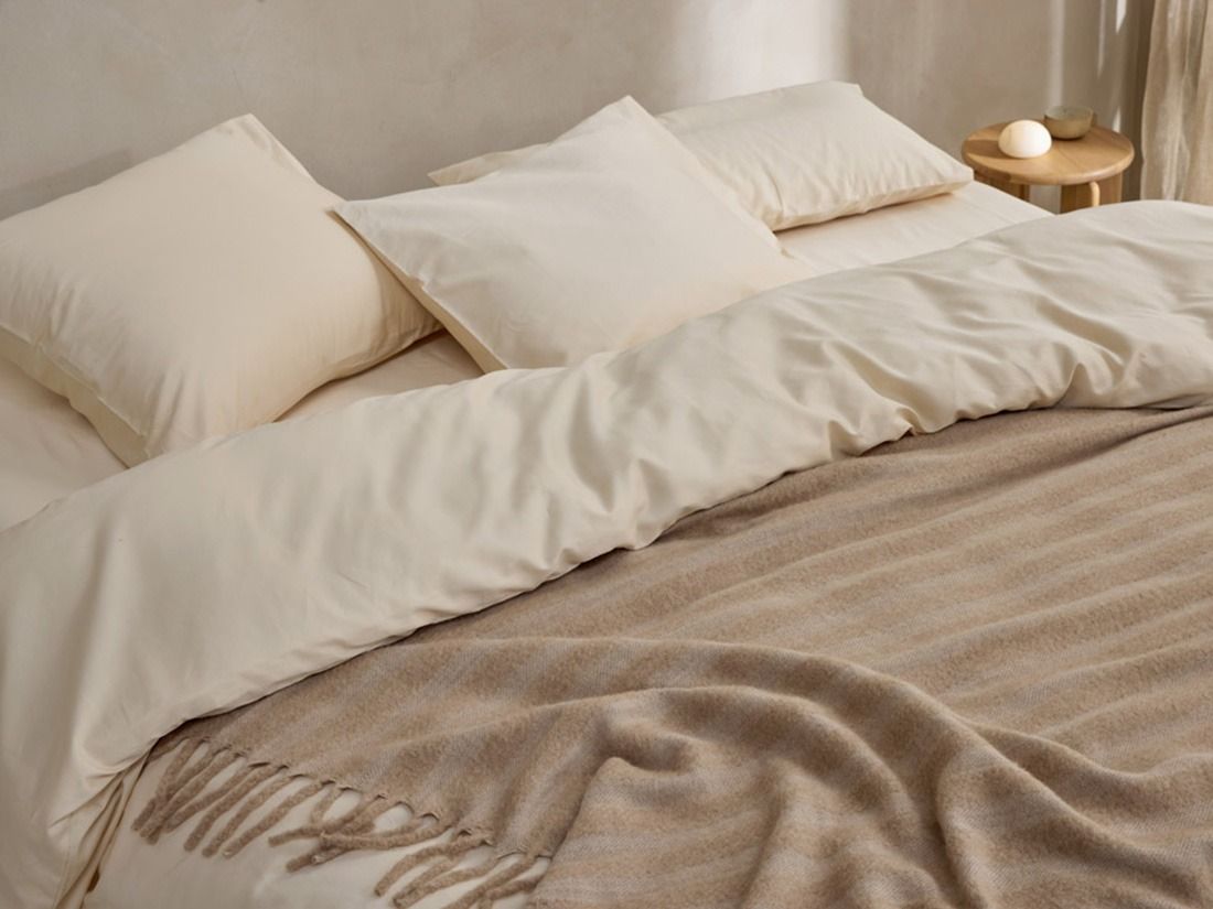 Parure de lit satin de coton lait d’amande