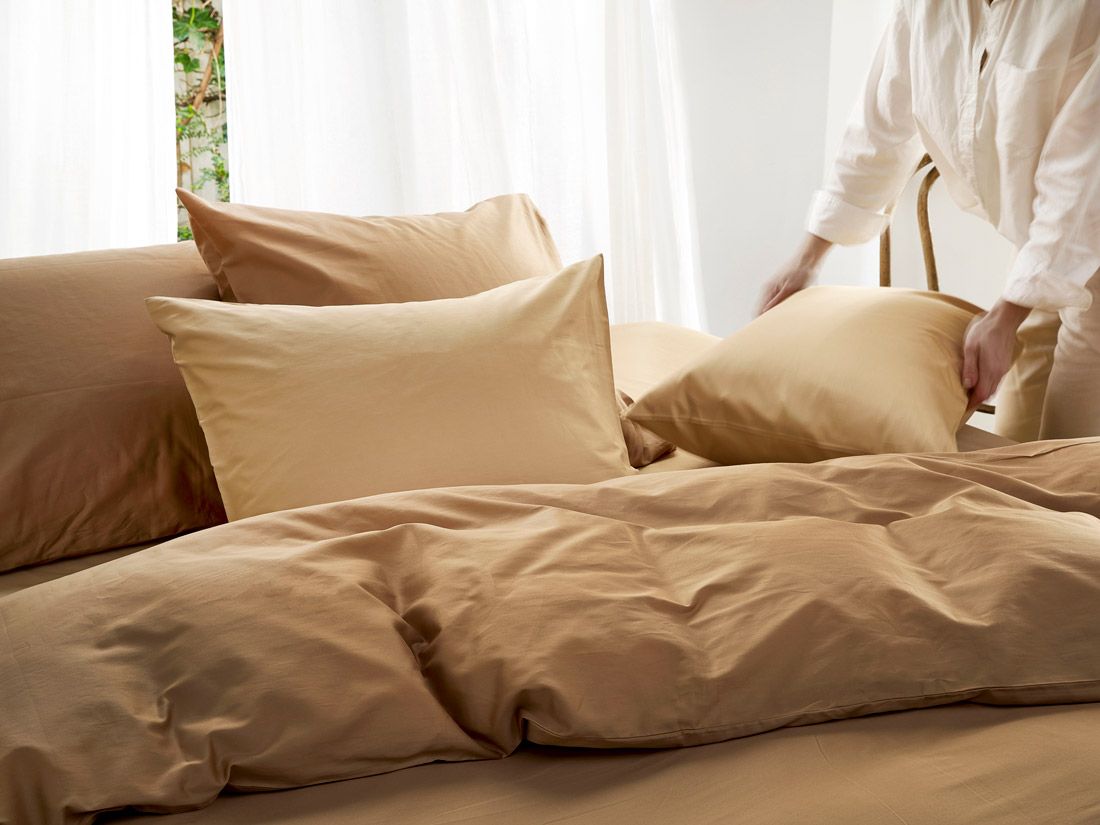 Parure de lit satin de coton caramel