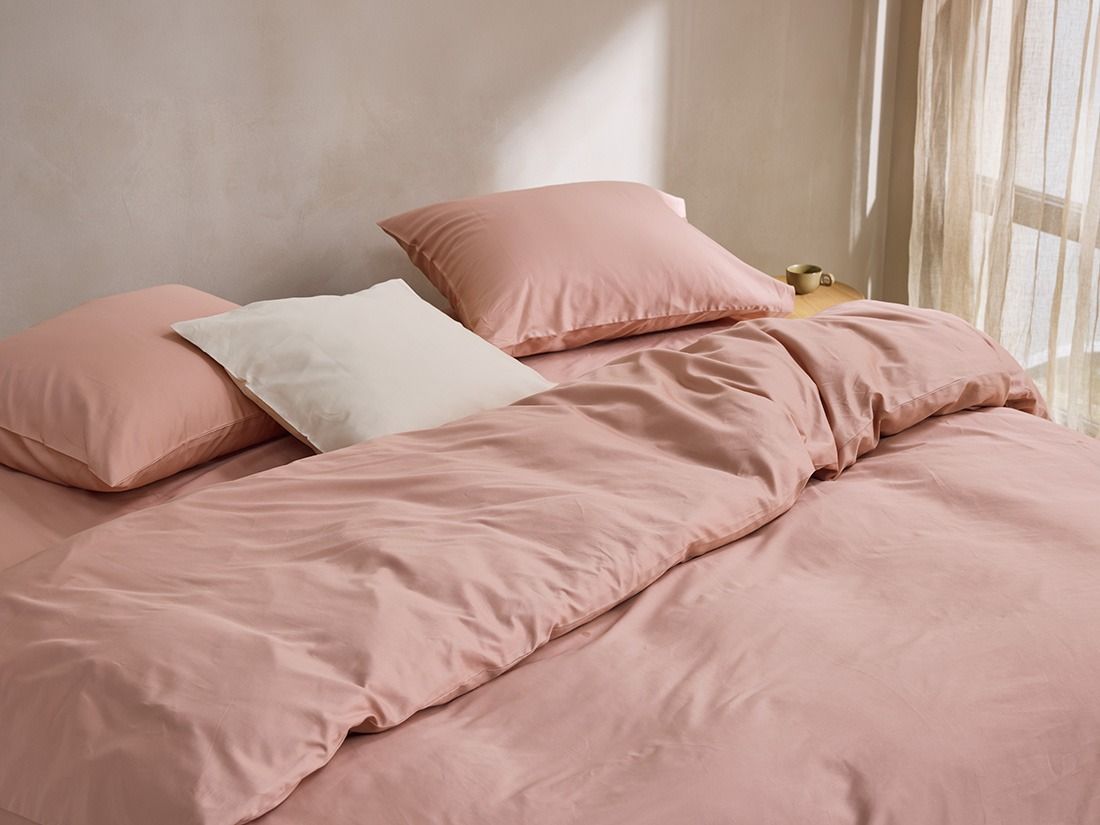 Parure de lit satin de coton rose cosmos