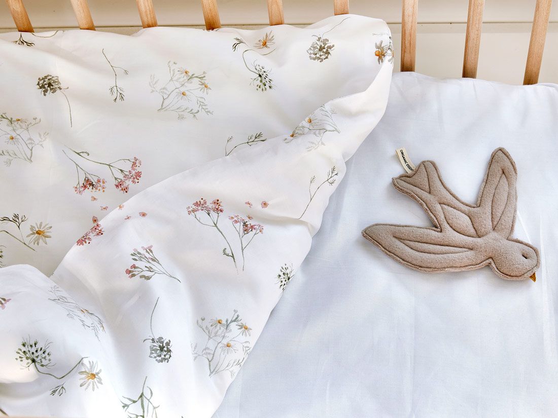 Housse de couette enfant satin de coton fleurs