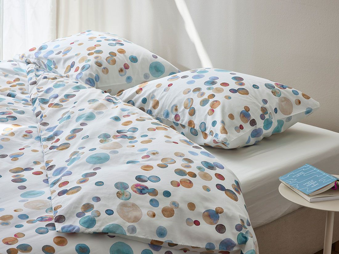 Parure de lit satin de coton touches d’aquarelle multicolore