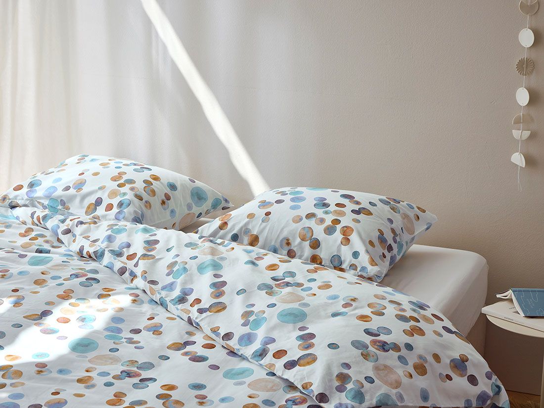 Housse de couette satin de coton touches d’aquarelle multicolore