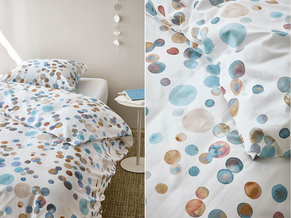Parure de lit satin de coton touches d’aquarelle multicolore