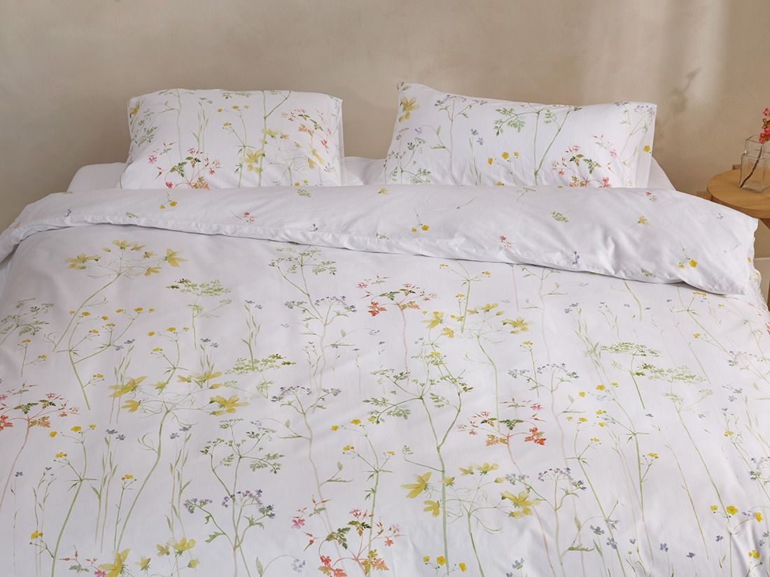 Dekbedovertrek katoensatijn wild flowers