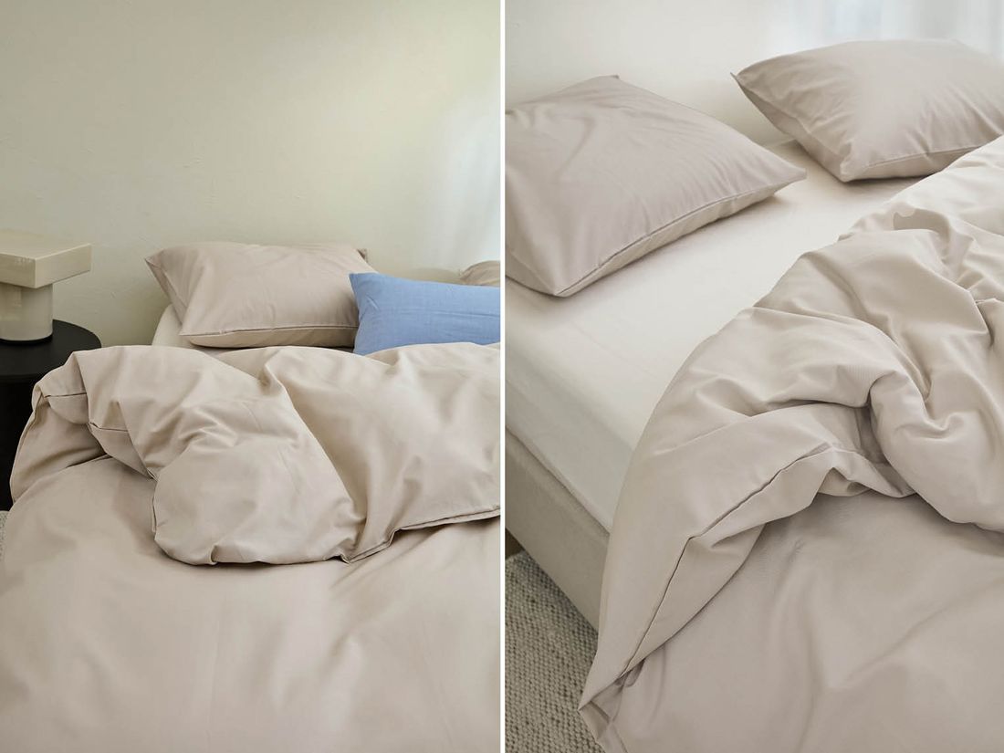 Parure de lit coton TENCEL™ taupe sablonneux