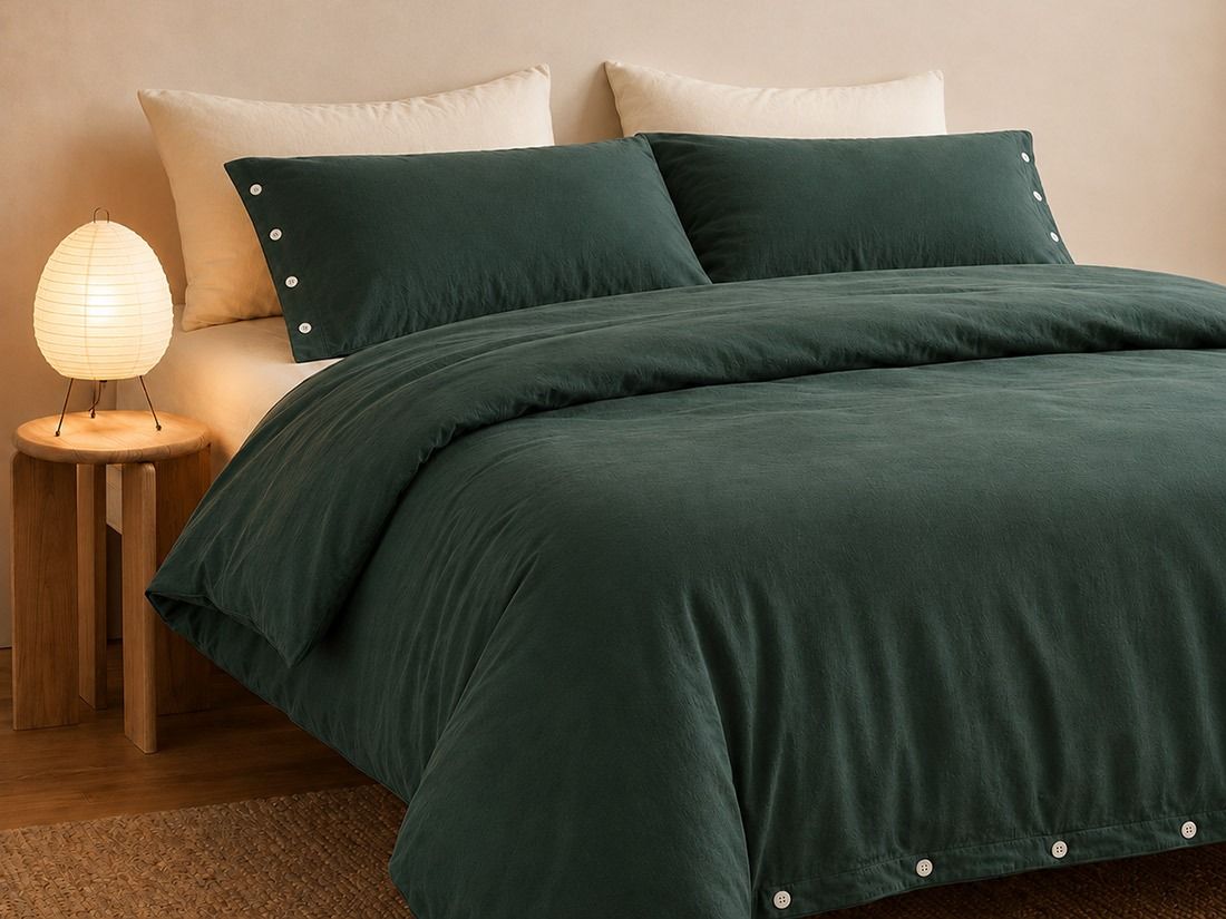 Parure de lit jersey vert pin