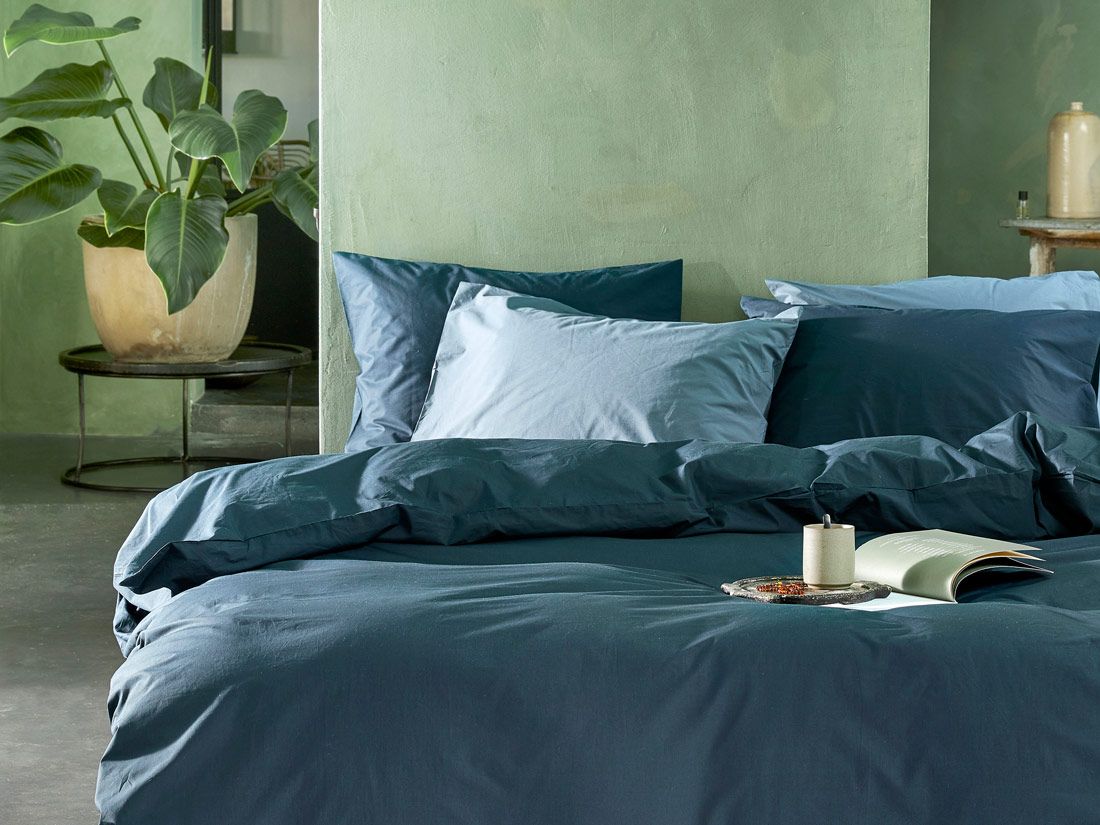 Dekbedovertrek percal katoen navy