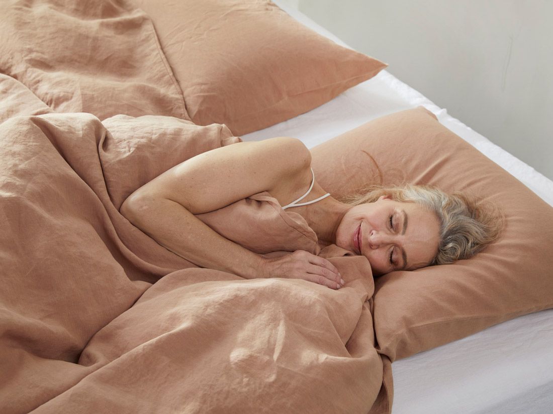 Taie d'oreiller lin lavé noisette