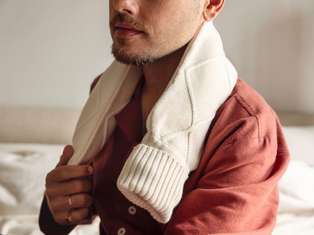 Housse de bouillotte XL en coton blanc chaud 78x12