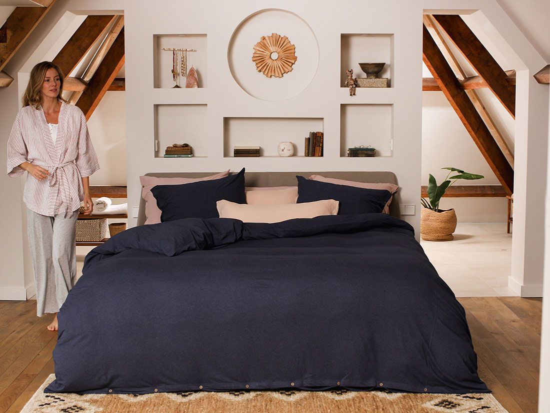 Kimono jasje gewassen linnen rose stripe