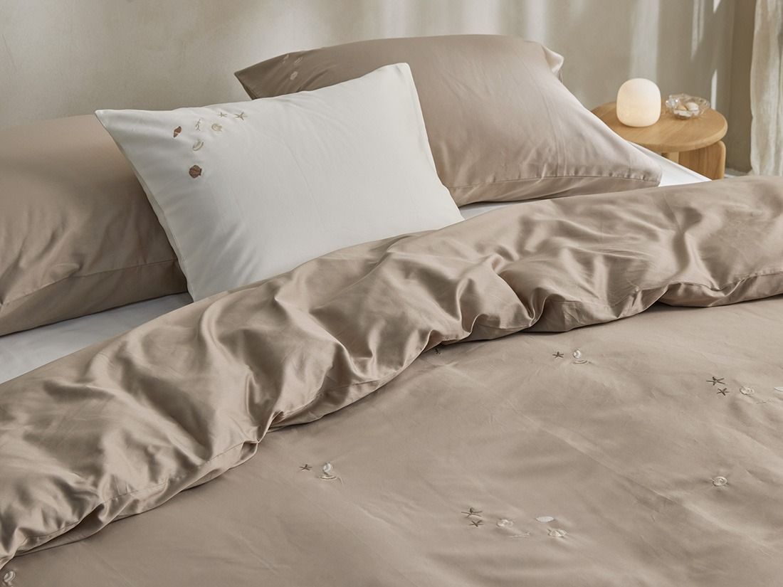 Kissenbezug Baumwollsatin Warm White Seashell