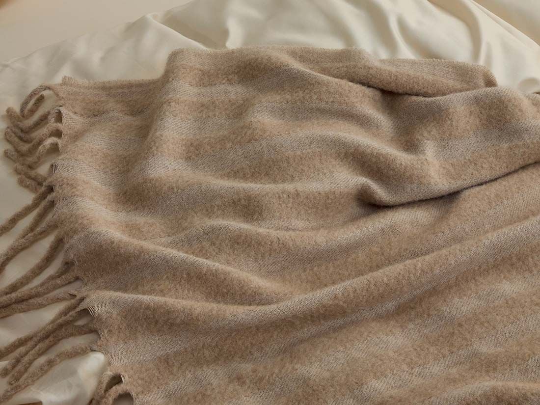 Couverture en laine d'alpaga camel 130x200