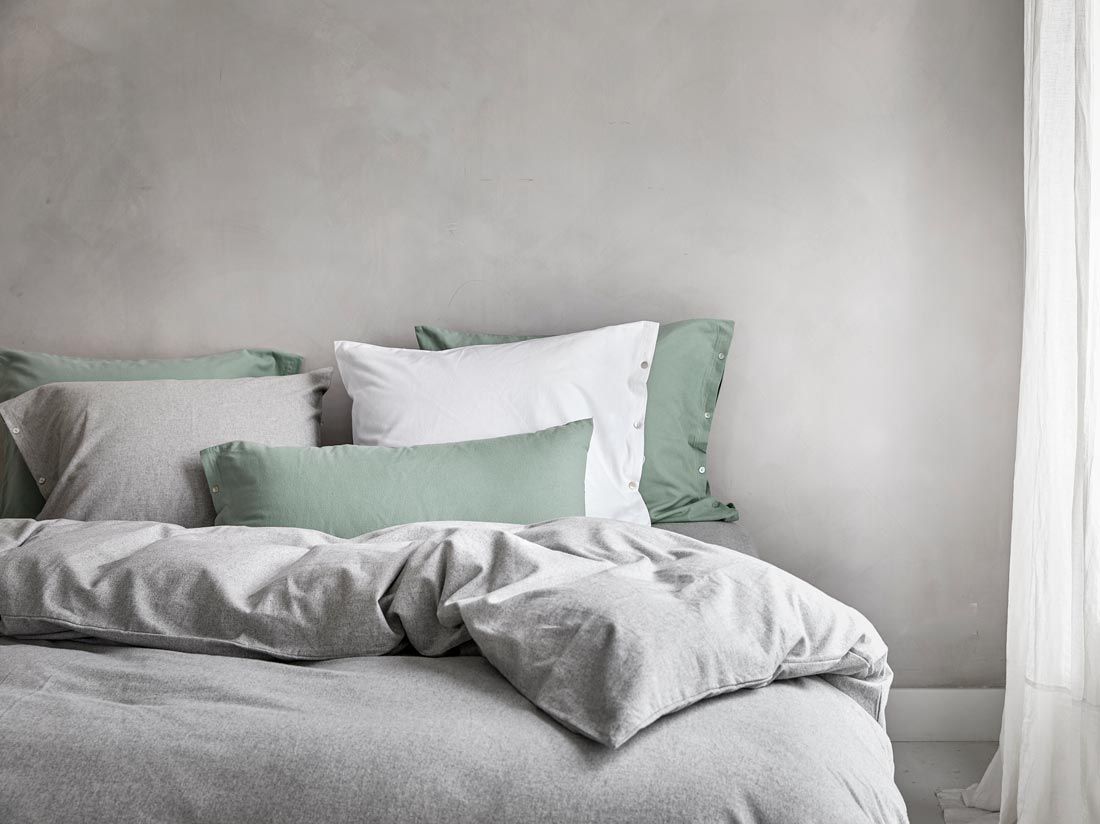 Parure de lit flanelle de coton gris clair