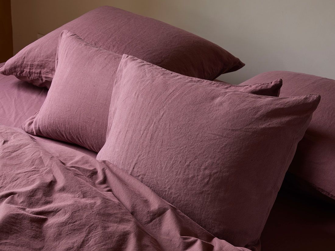 Taie d'oreiller chanvre/coton framboise intense