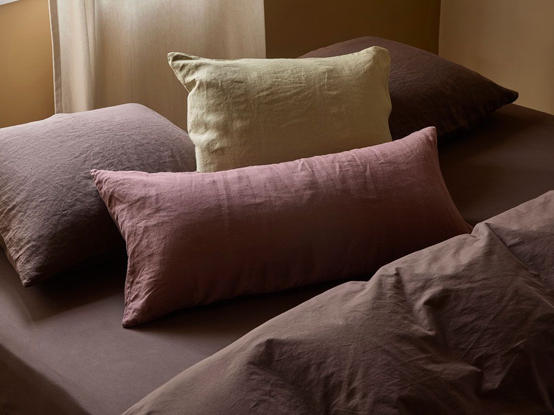 Taie d'oreiller chanvre/coton marron grillé