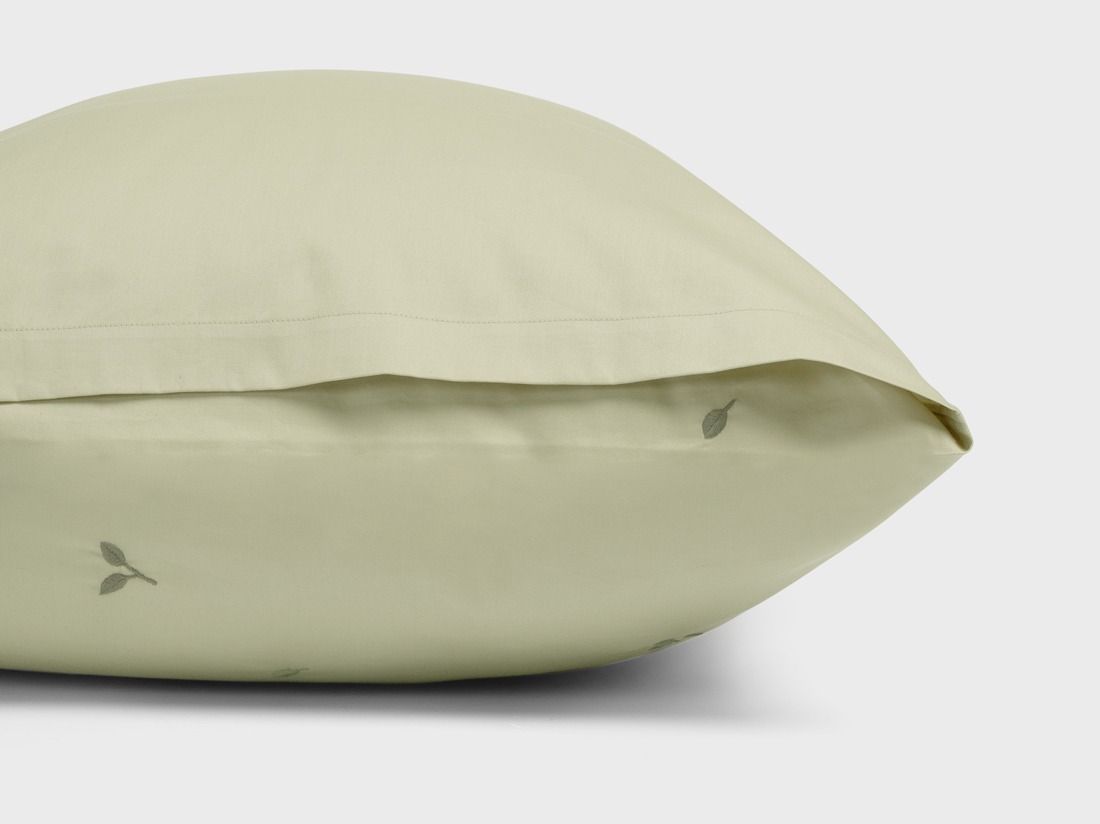 Pudebetræk bomuldssatin light olive botanical