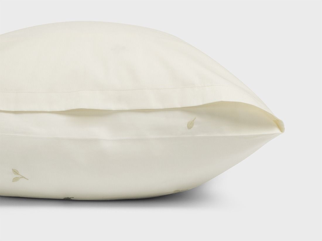 Parure de lit satin de coton blanc chaud botanique