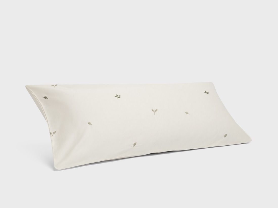 Pudebetræk bomuldssatin warm white botanical