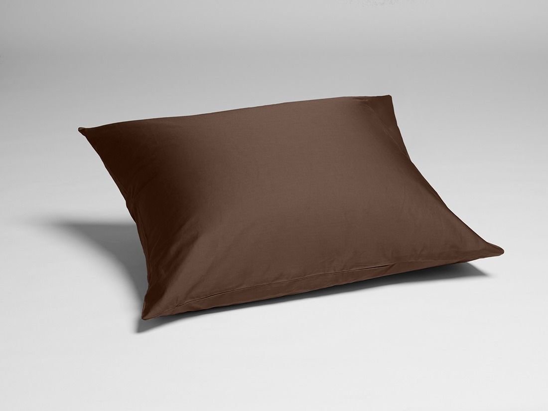 Taie d’oreiller satin de coton châtaigne