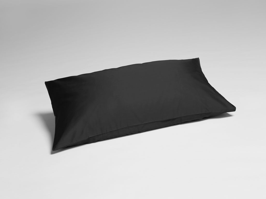 Taie d'oreiller satin de coton anthracite foncé