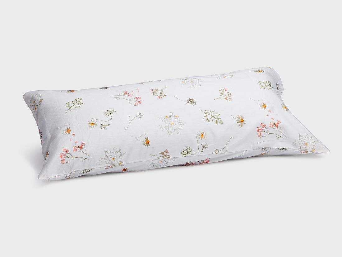 Taie d'oreiller satin de coton fleurs